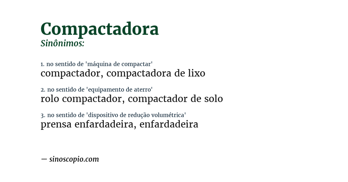 Sinônimo de compactadora