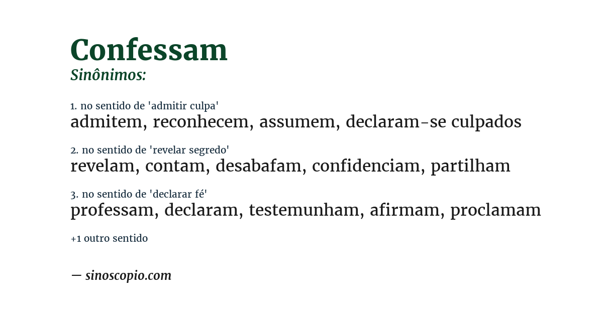 Sinônimo de confessam