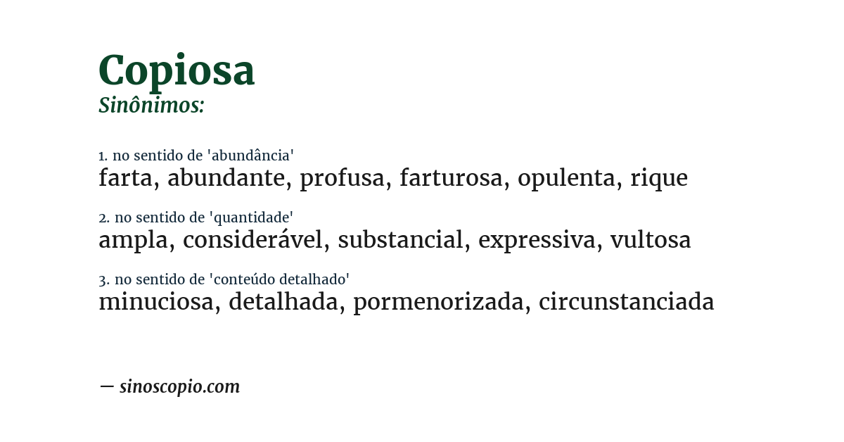 Sinônimo de copiosa