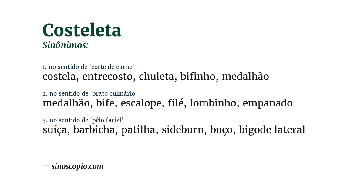 Sinônimo de costeleta