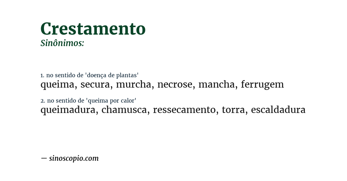 Sinônimo de crestamento