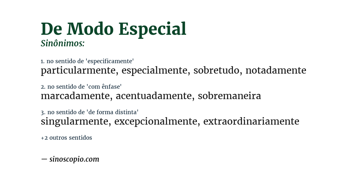 Sinônimo de de modo especial