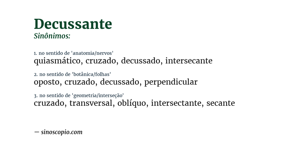 Sinônimo de decussante