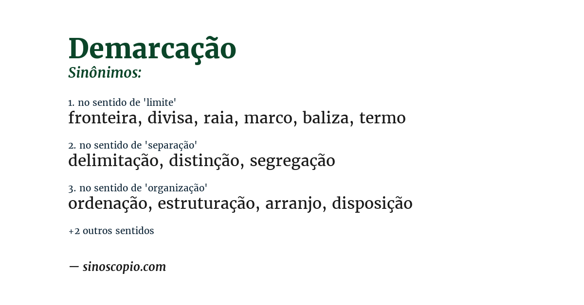 Sinônimo de demarcação