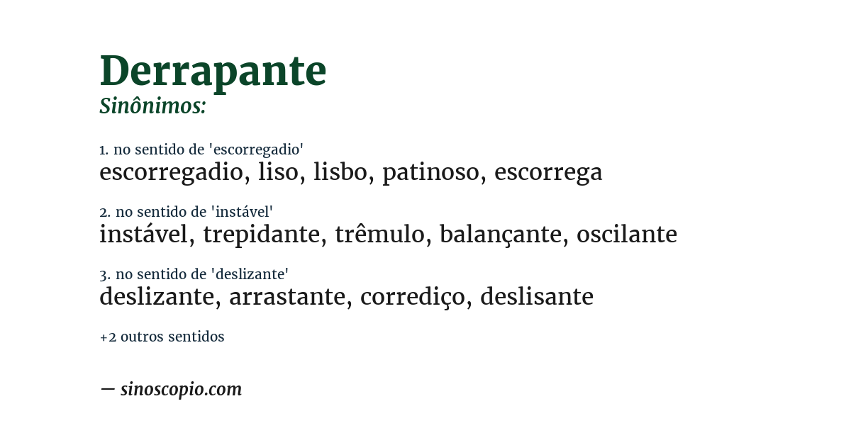 Sinônimo de derrapante