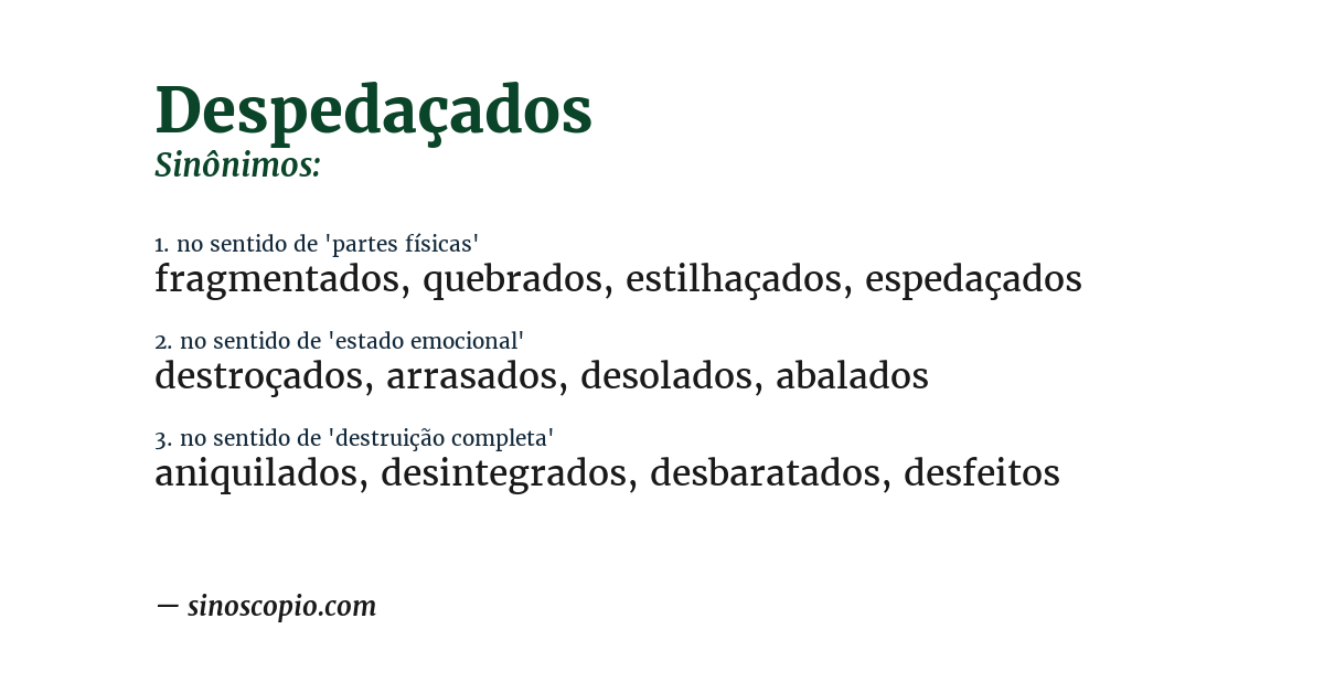 Sinônimo de despedaçados