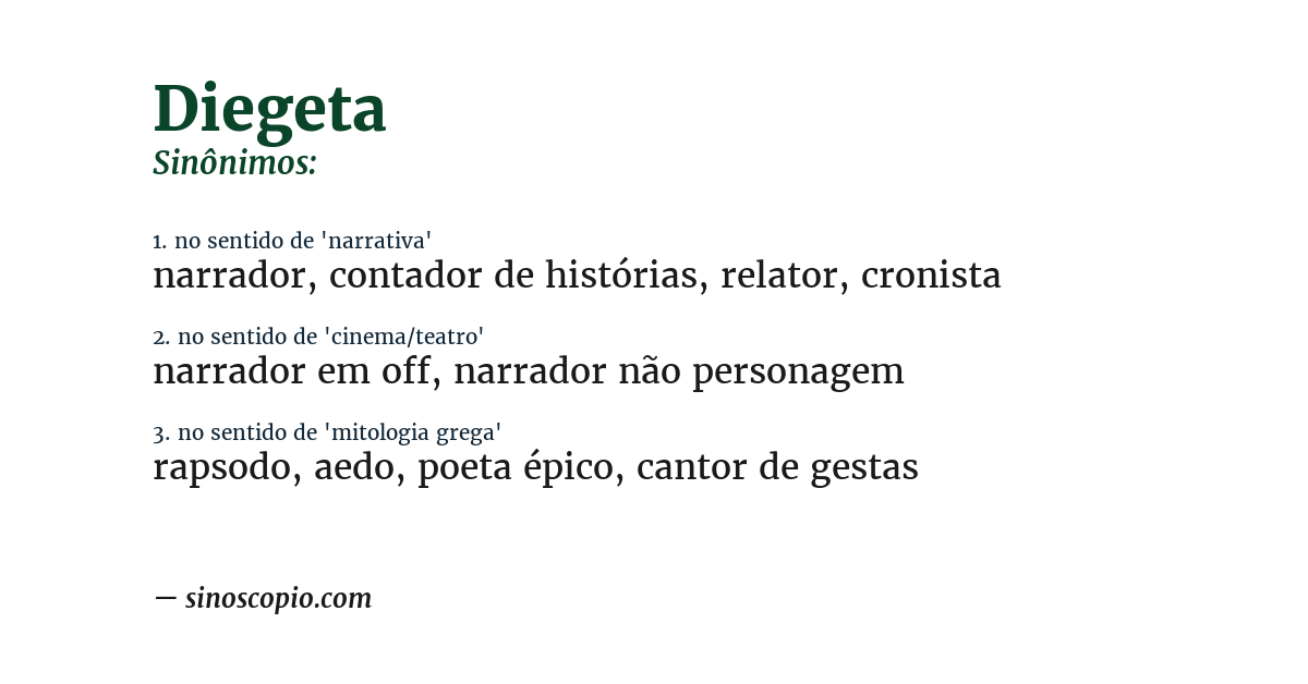 Sinônimo de diegeta