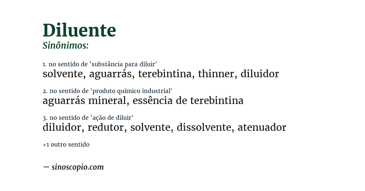 Sinônimo de diluente
