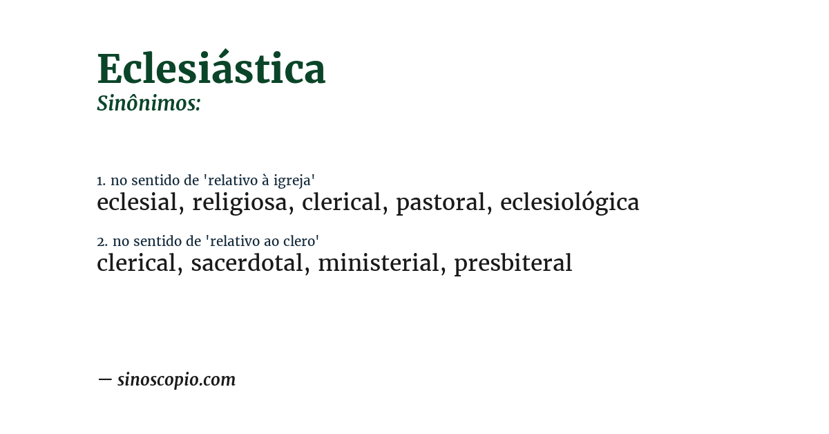 Sinônimo de eclesiástica