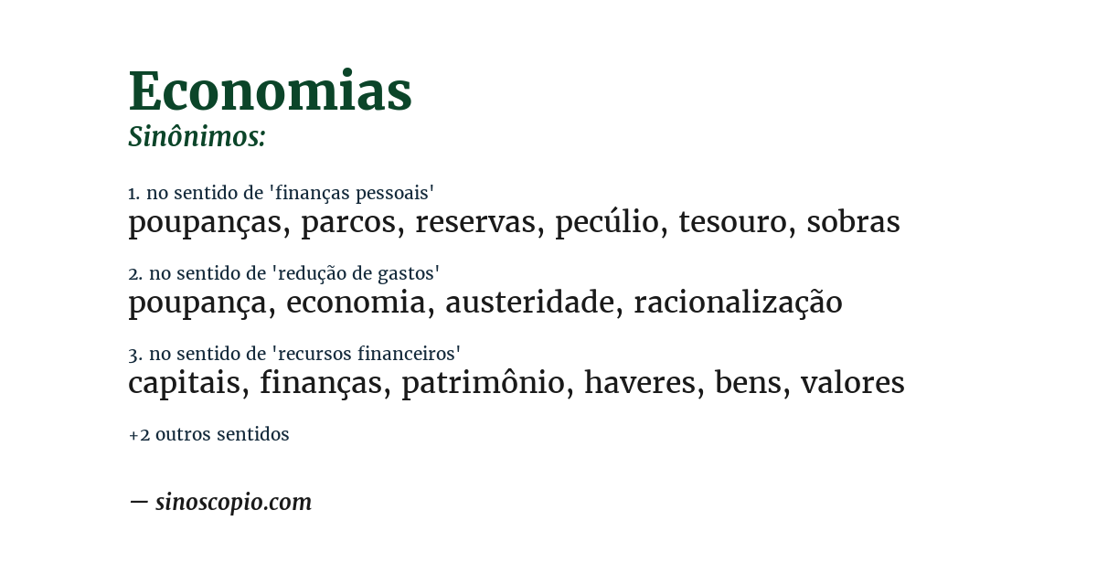 Sinônimo de economias