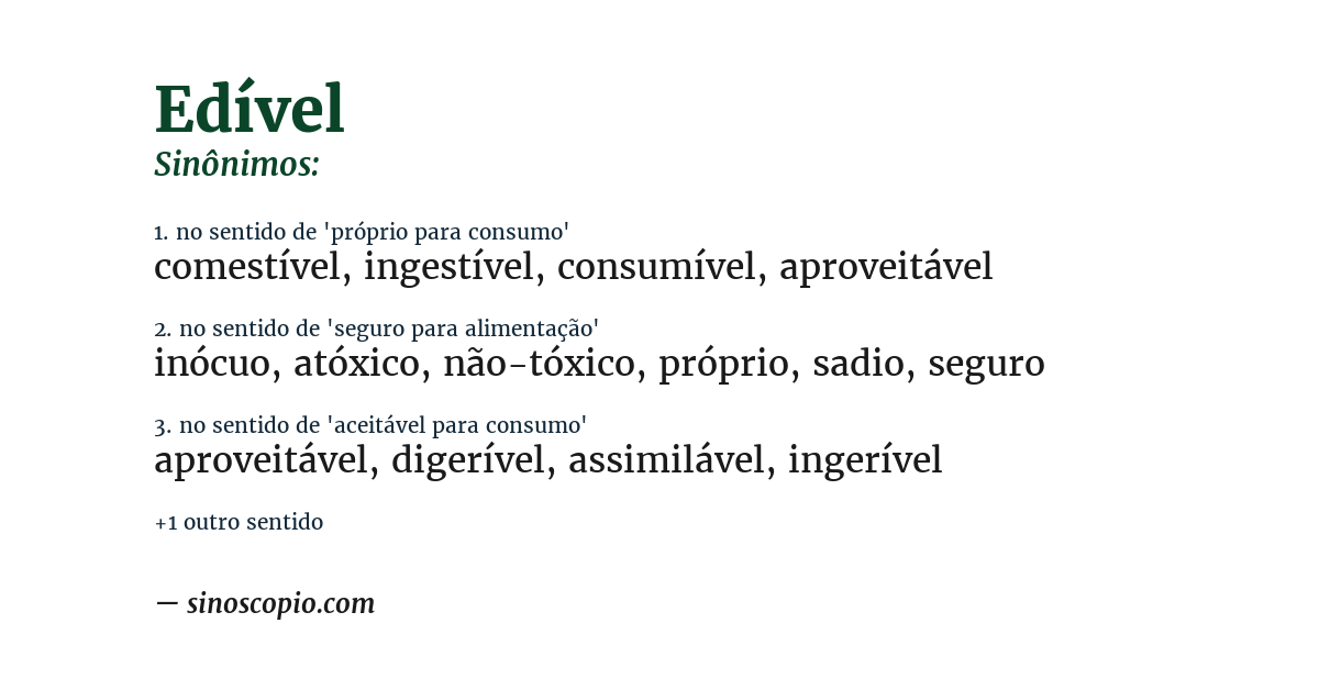Sinônimo de edível