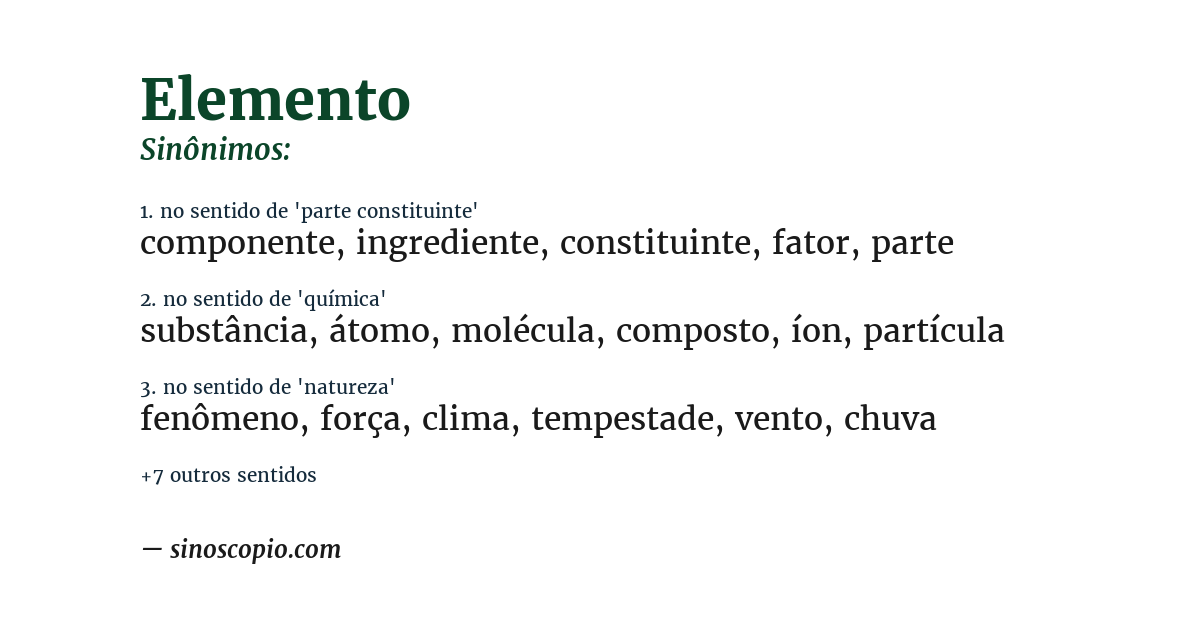 Sinônimo de elemento