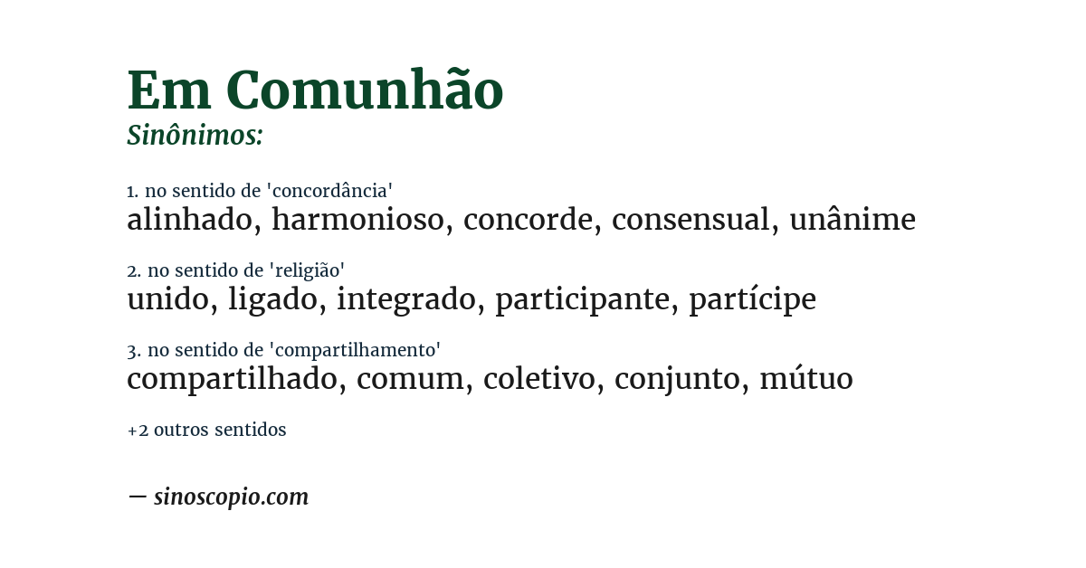 Sinônimo de em comunhão