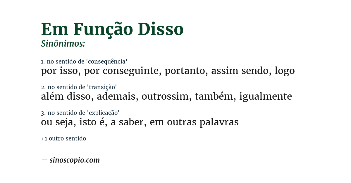 Sinônimo de em função disso