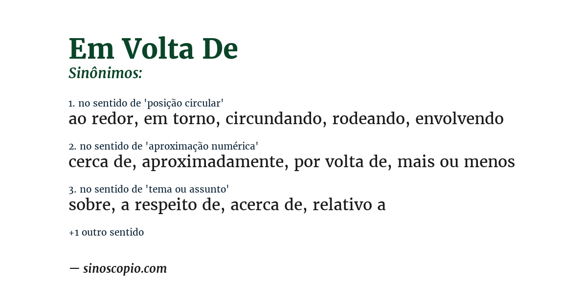 Sinônimo de em volta de