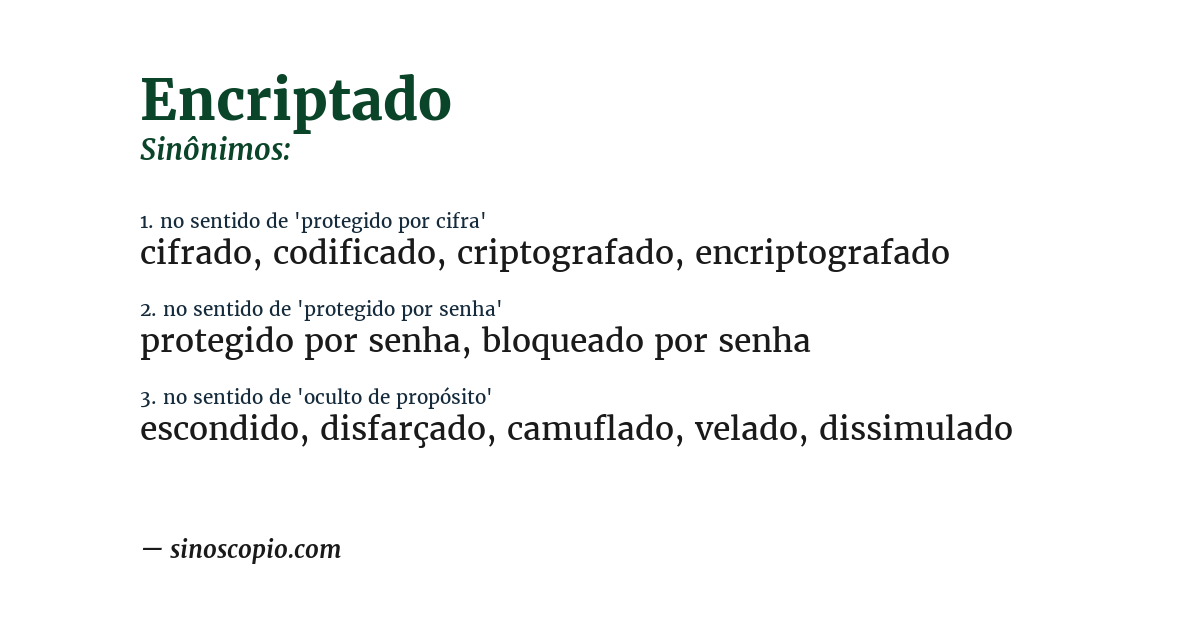 Sinônimo de encriptado