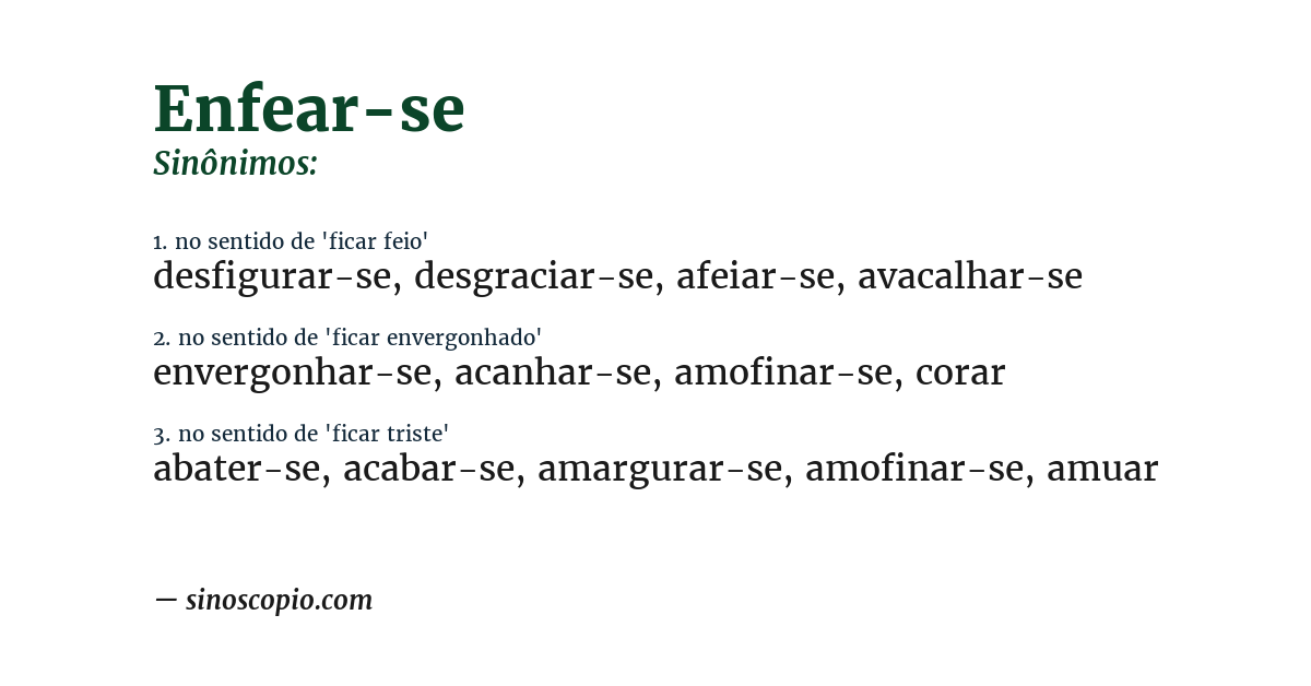 Sinônimo de enfear-se