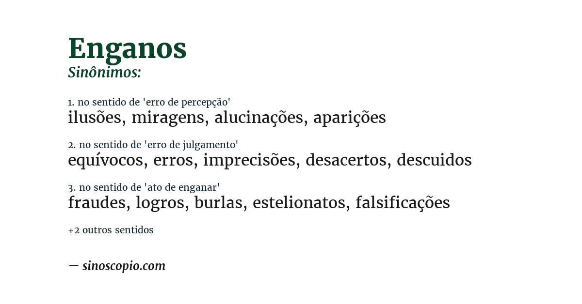 Sinônimo de enganos