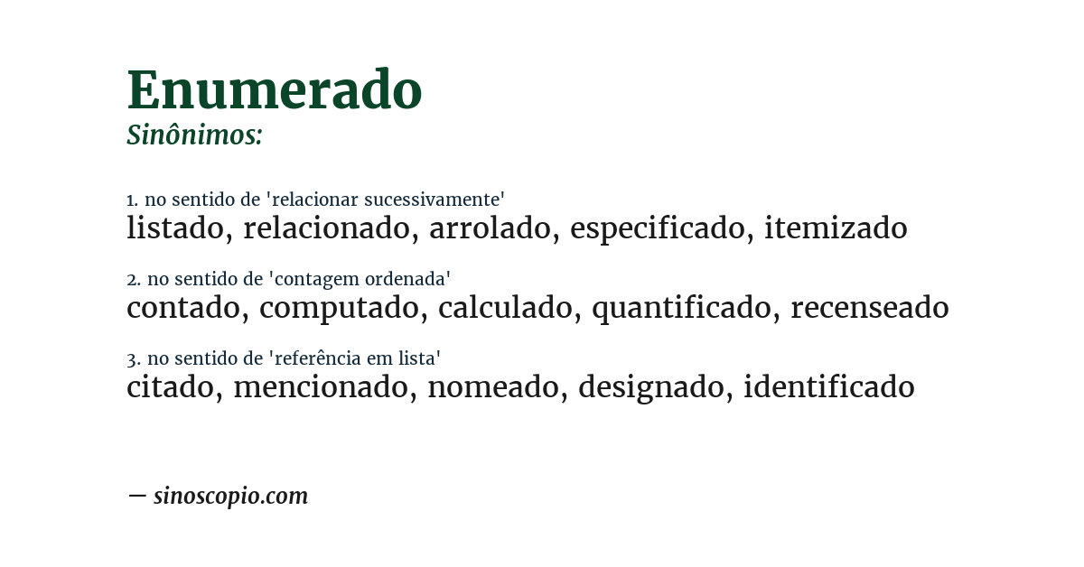 Sinônimo de enumerado
