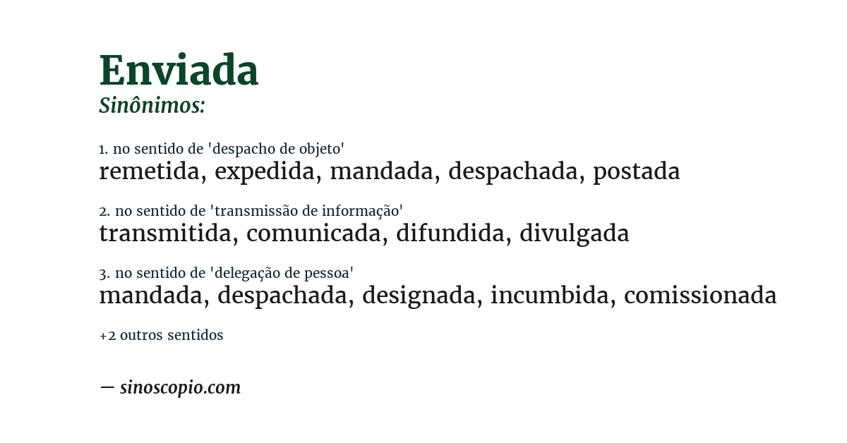 Sinônimo de enviada