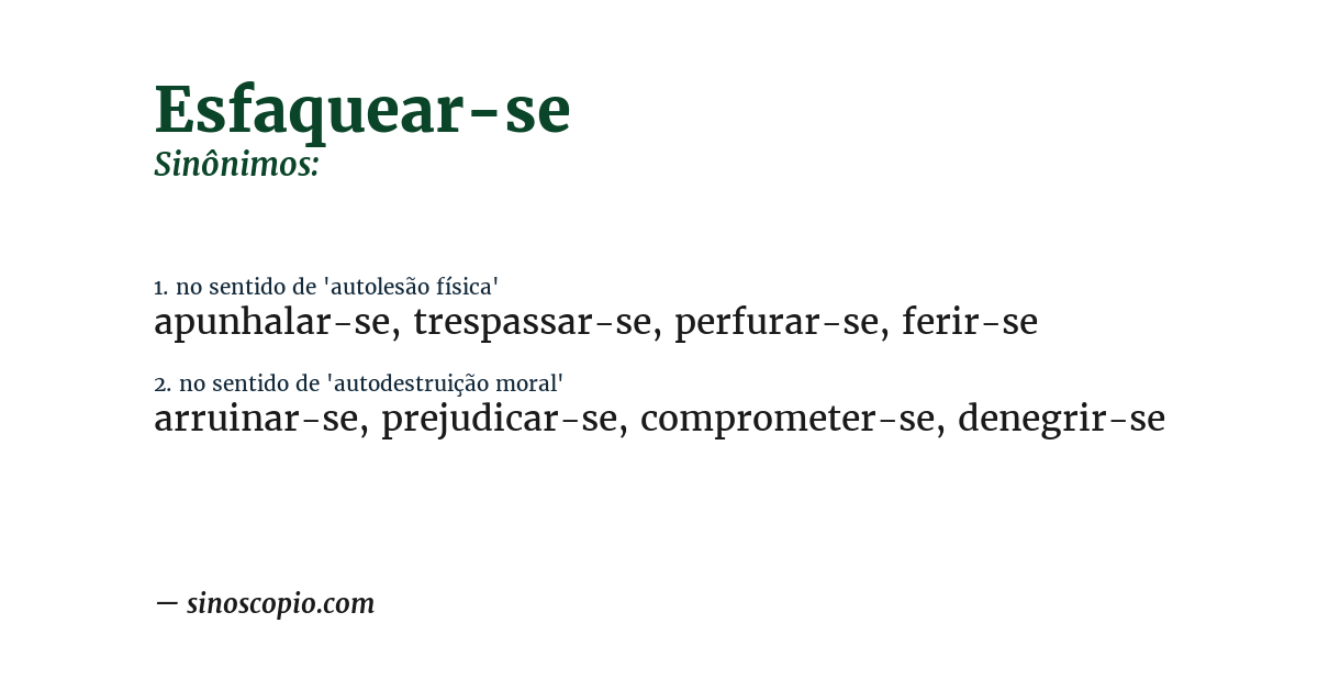 Sinônimo de esfaquear-se
