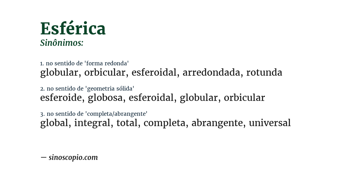 Sinônimo de esférica