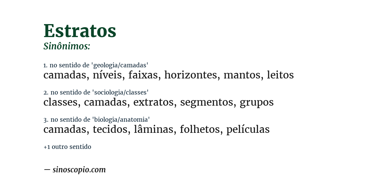 Sinônimo de estratos
