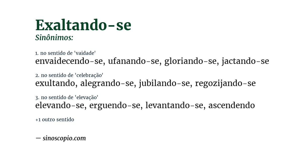 Sinônimo de exaltando-se