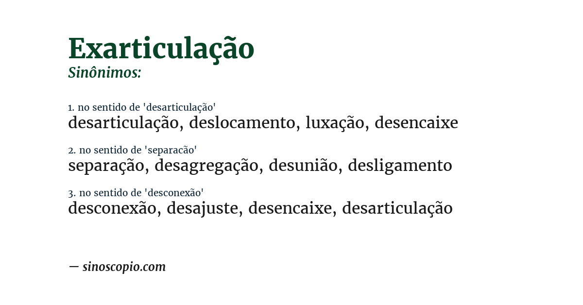 Sinônimo de exarticulação