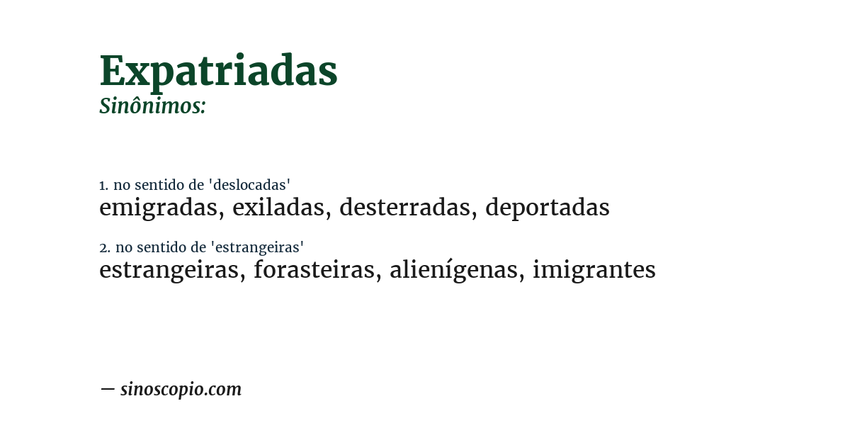 Sinônimo de expatriadas