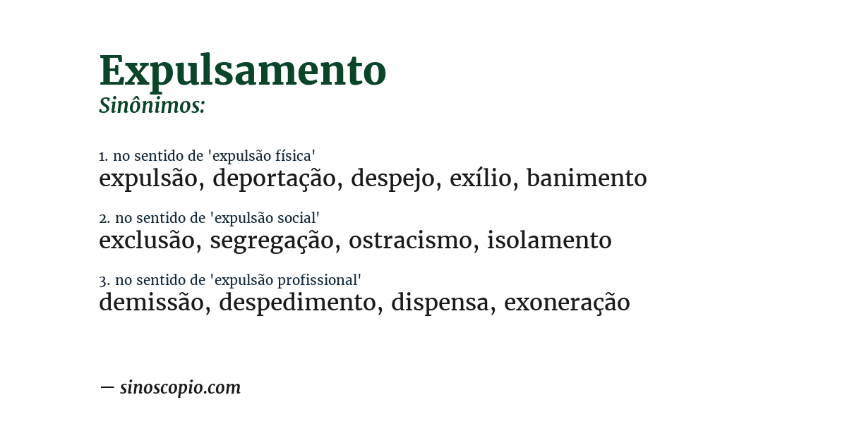 Sinônimo de expulsamento