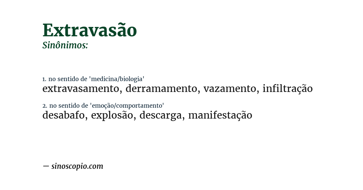 Sinônimo de extravasão