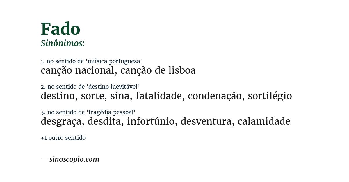 Sinônimo de fado