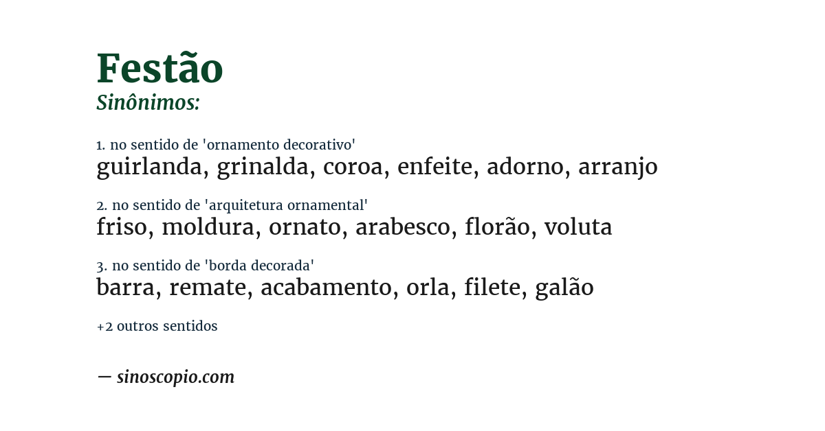 Sinônimo de festão