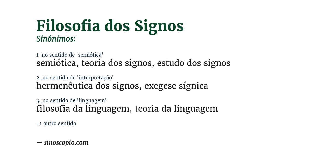 Sinônimo de filosofia dos signos