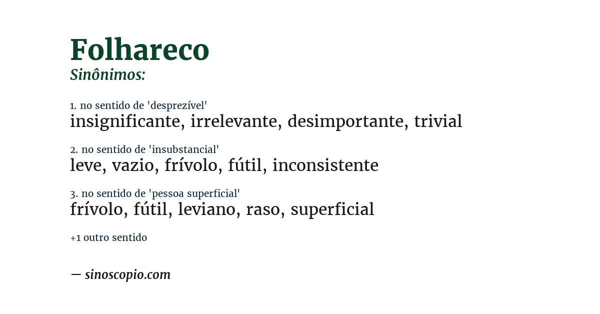 Sinônimo de folhareco