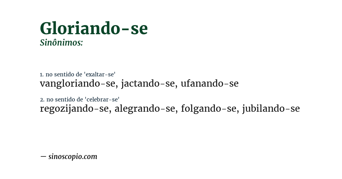 Sinônimo de gloriando-se