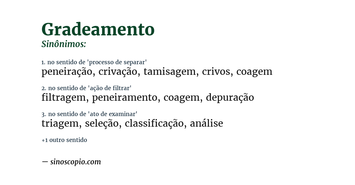 Sinônimo de gradeamento