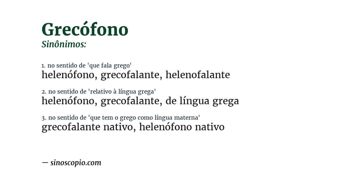 Sinônimo de grecófono