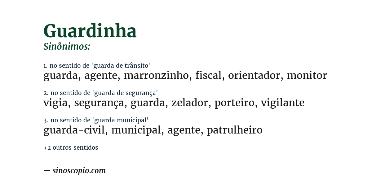 Sinônimo de guardinha