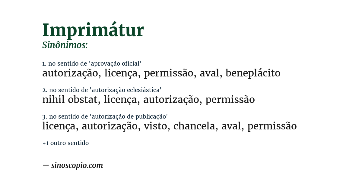 Sinônimo de imprimátur