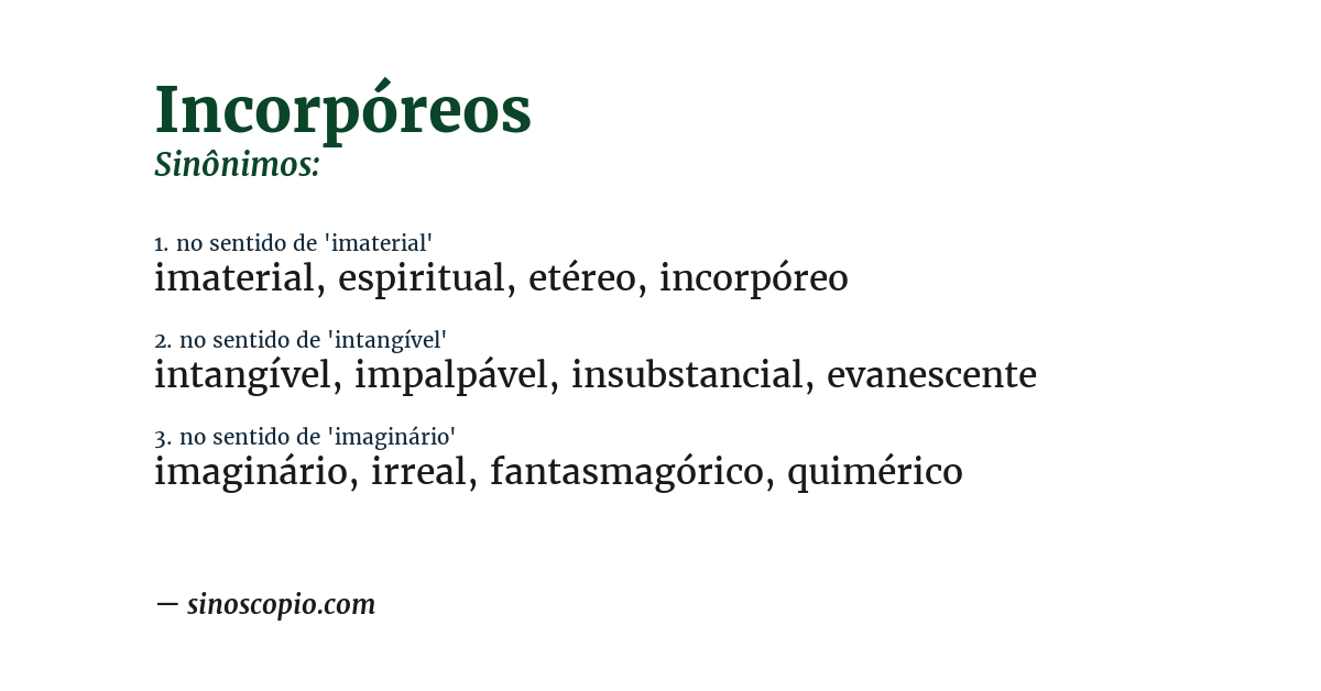 Sinônimo de incorpóreos