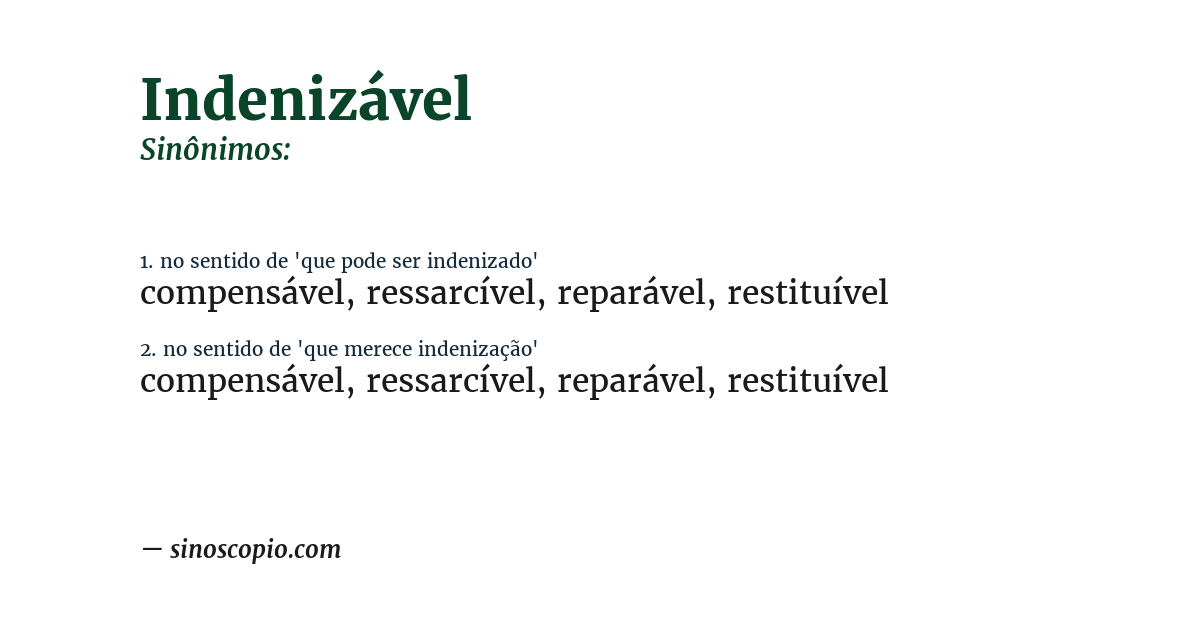 Sinônimo de indenizável