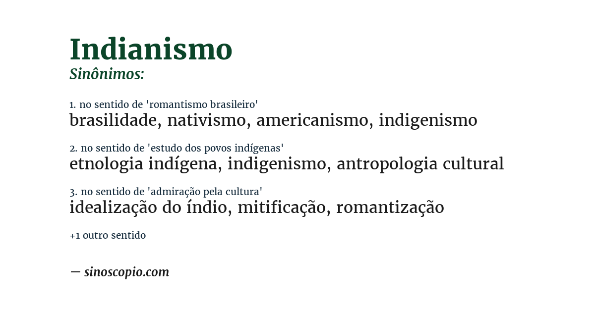 Sinônimo de indianismo