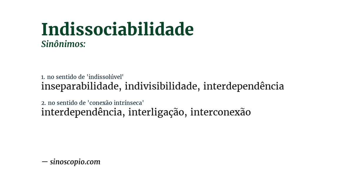 Sinônimo de indissociabilidade