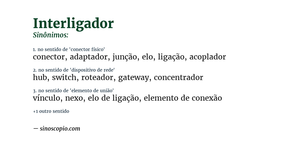 Sinônimo de interligador