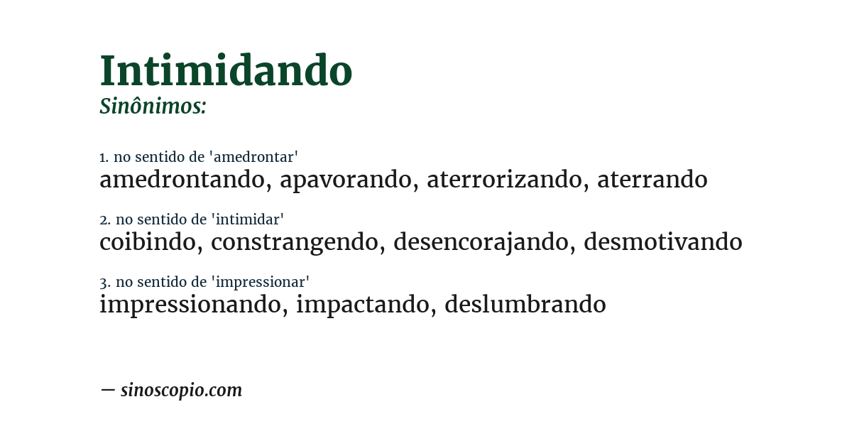 Sinônimo de intimidando