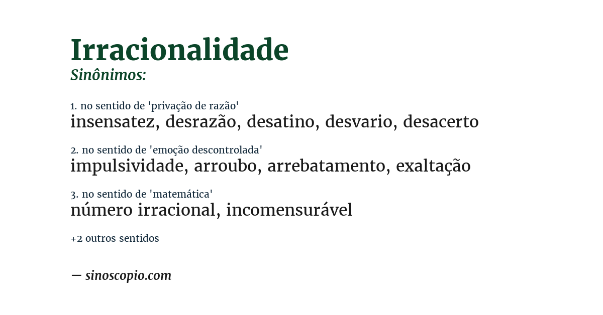 Sinônimo de irracionalidade