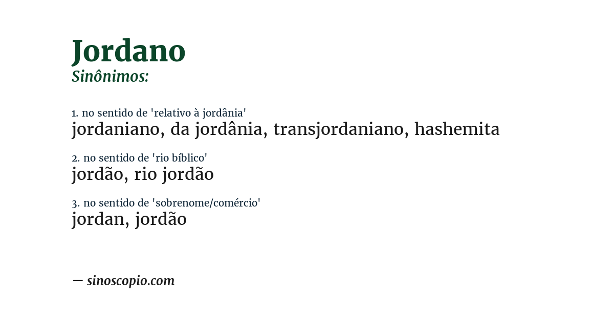 Sinônimo de jordano