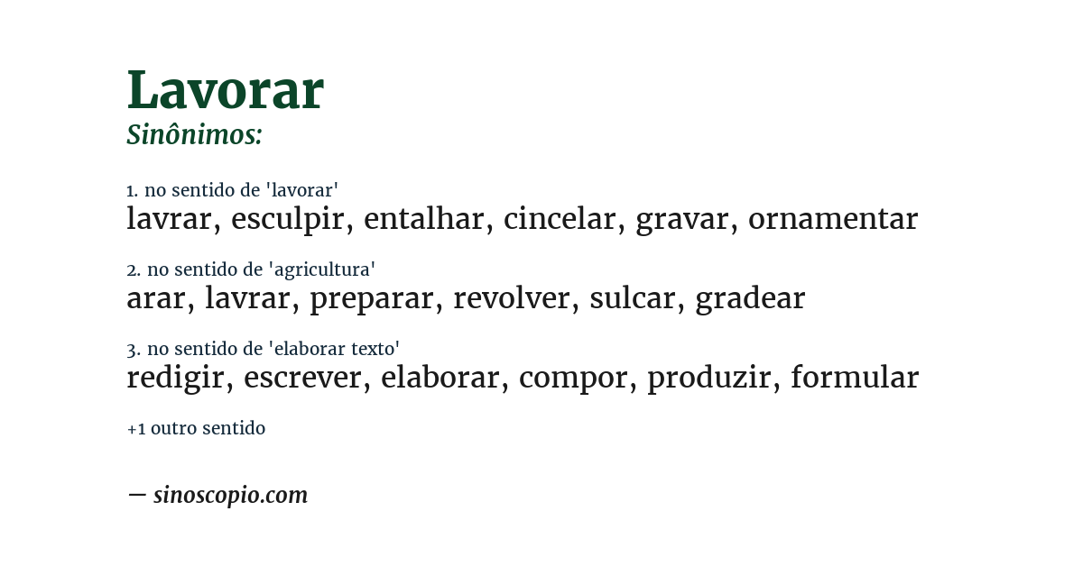 Sinônimo de lavorar